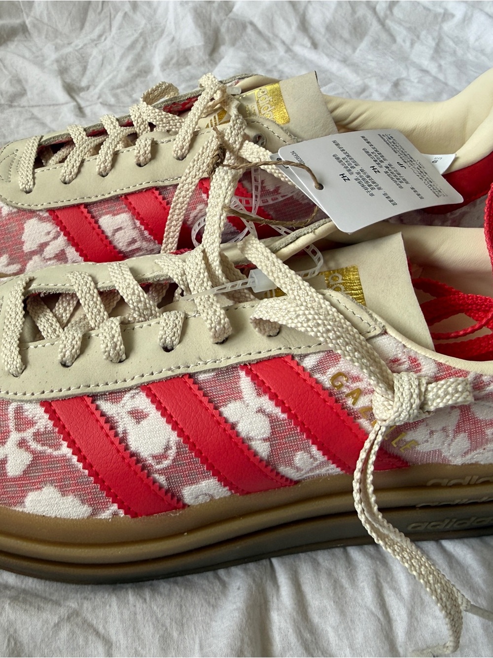 adidas Originals Gazelle bold x liberty london shoes in white and cream white - Picture 3 of 6